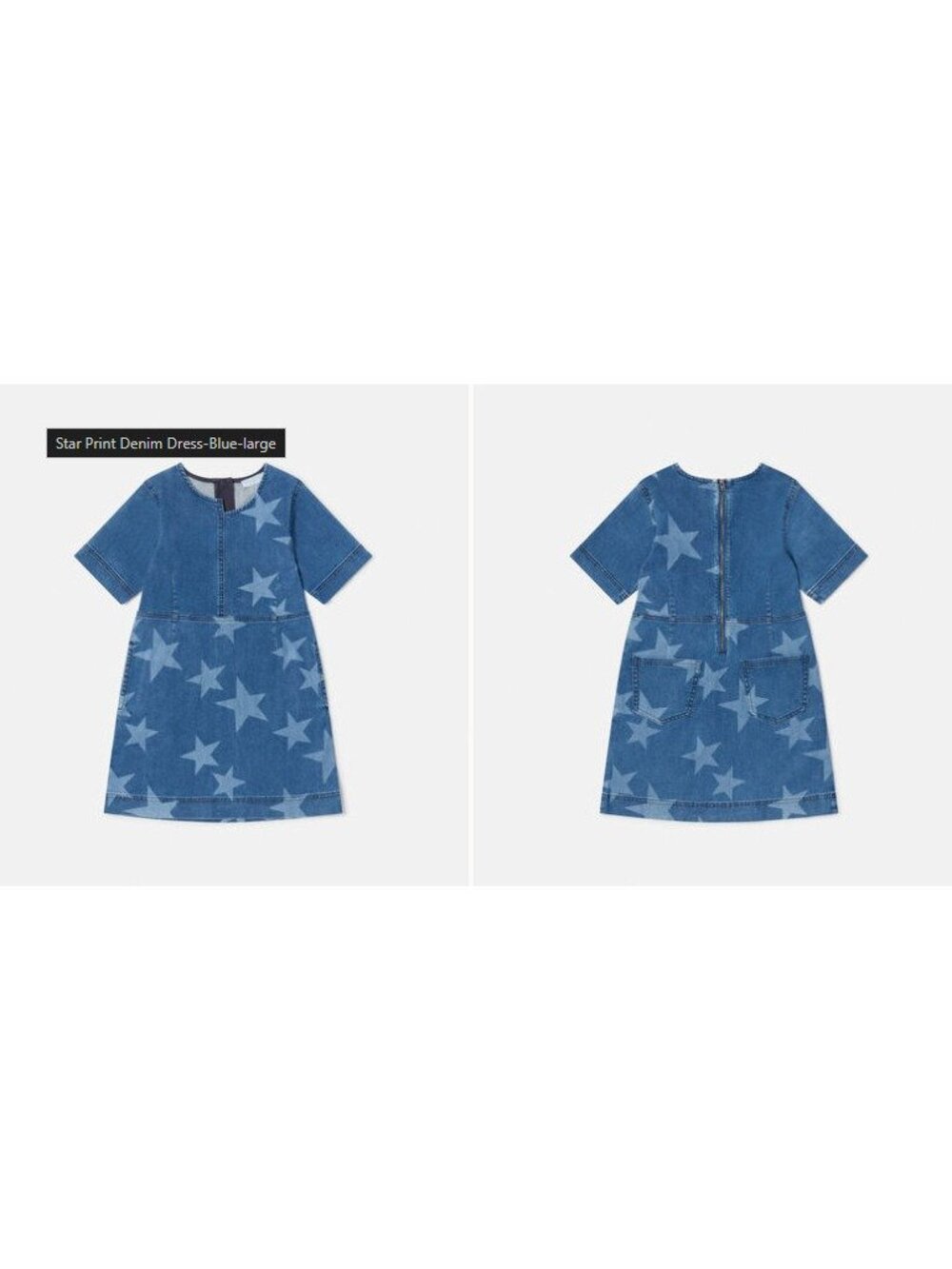 Stella McCartney kids Star Print Denim Dress size 12 years color blue NWOT $149